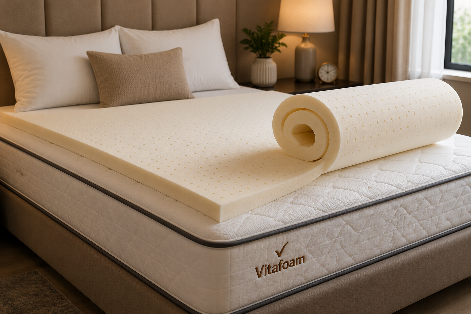 Foam mattress topper close-up